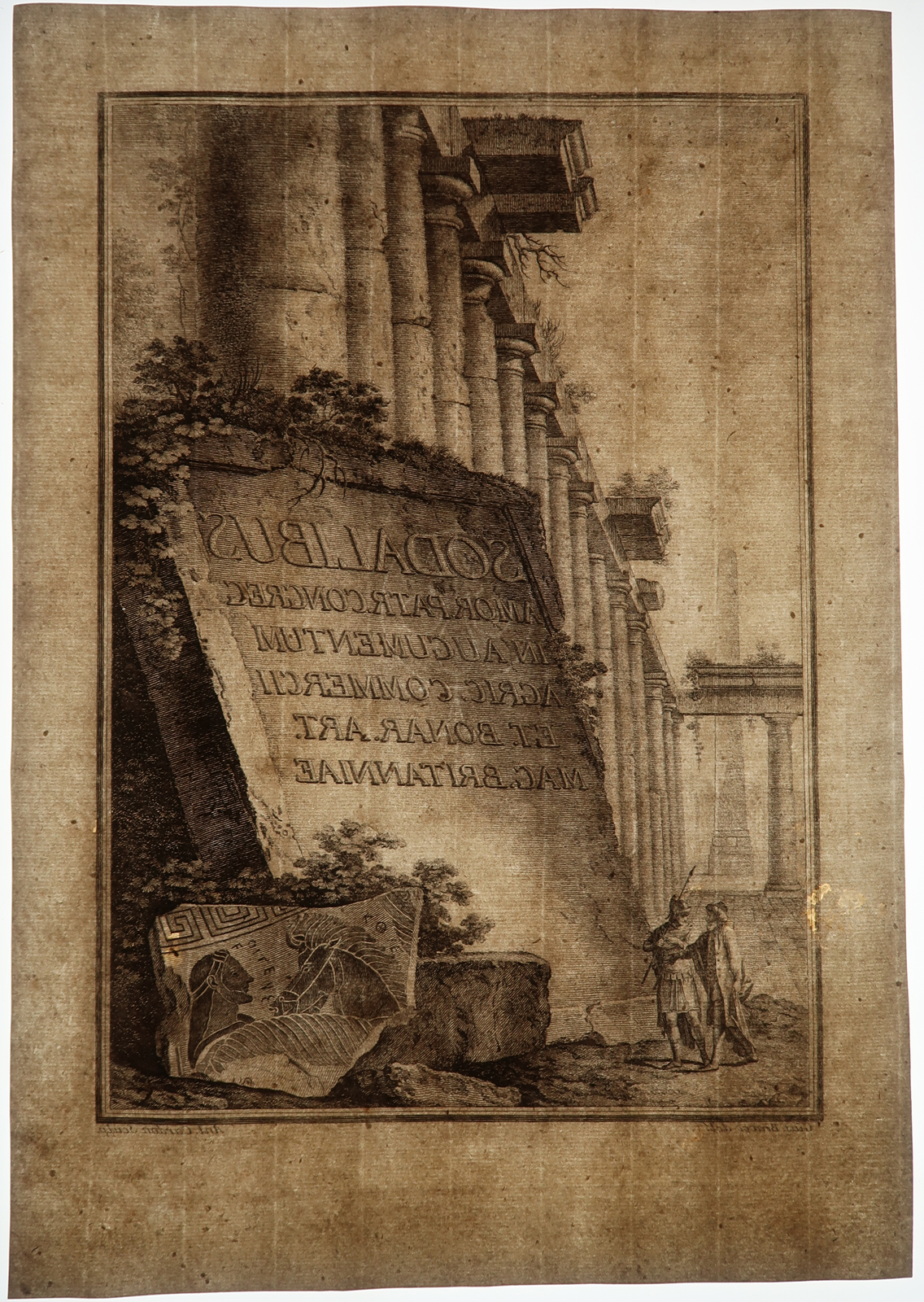 , Antique Print – ANCIENT ROMAN BUILDINGS-RUIN-COLUMN-CARDON after BRACCI-HAMILTON – 1766, Pictura Antique Prints