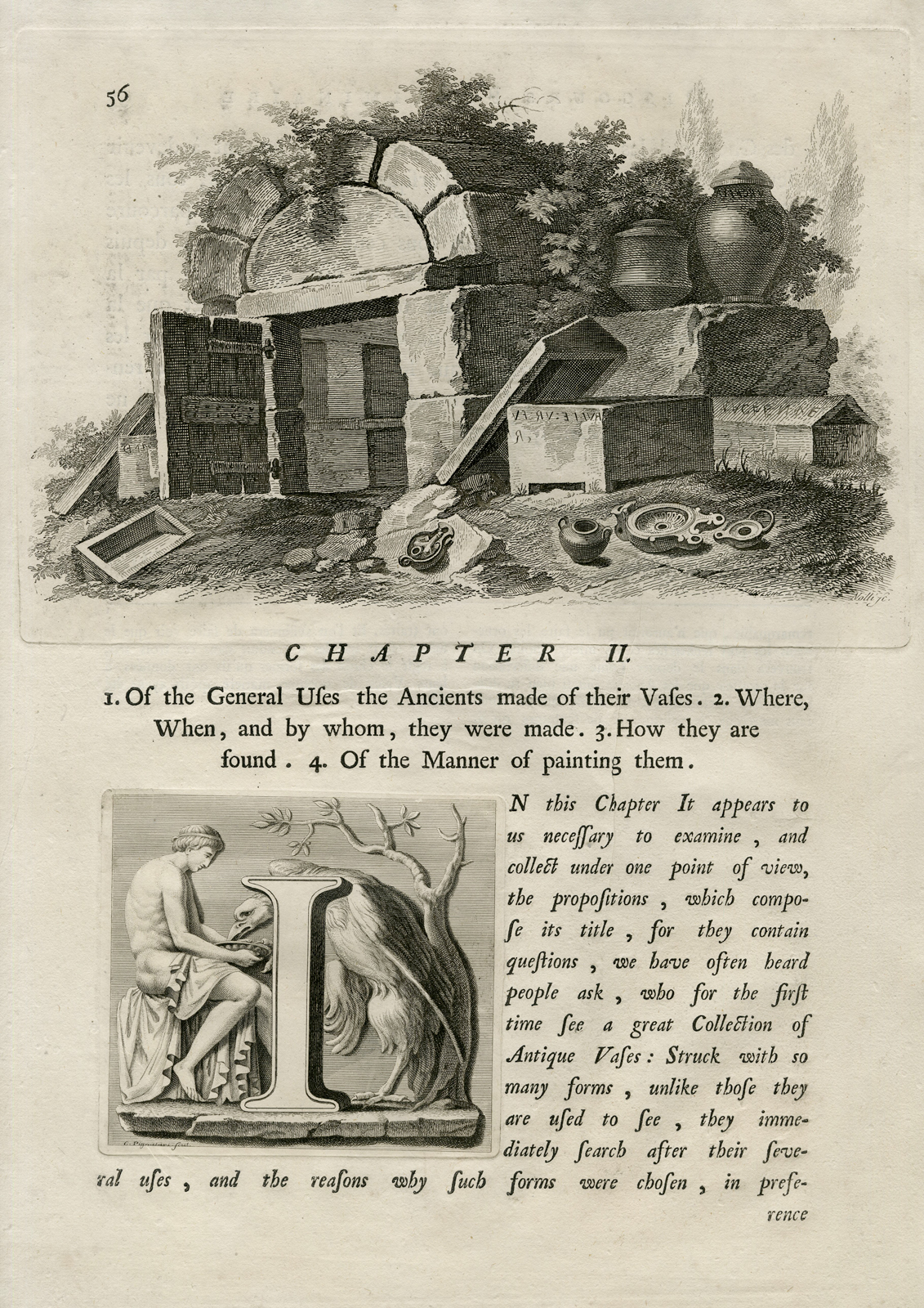 , Antique Print – SARCOPHAGE-SCULPTURAL FRAGMENTS-NOLLI-PIGNATARI after HAMILTON – 1766, Pictura Antique Prints