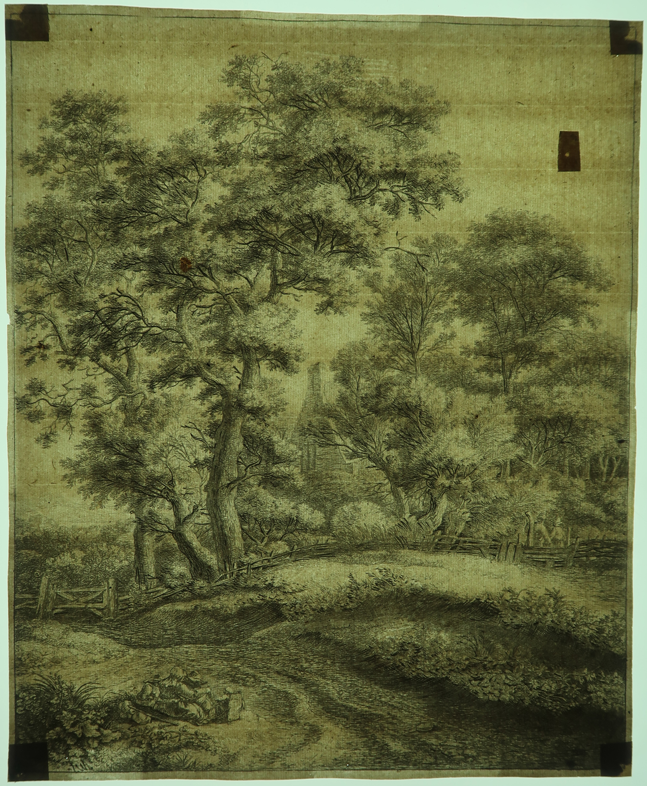 , Antique Master Print-RESTING FAMILY-LIFETIME IMPR-Waterloo-c.1650, Pictura Antique Prints