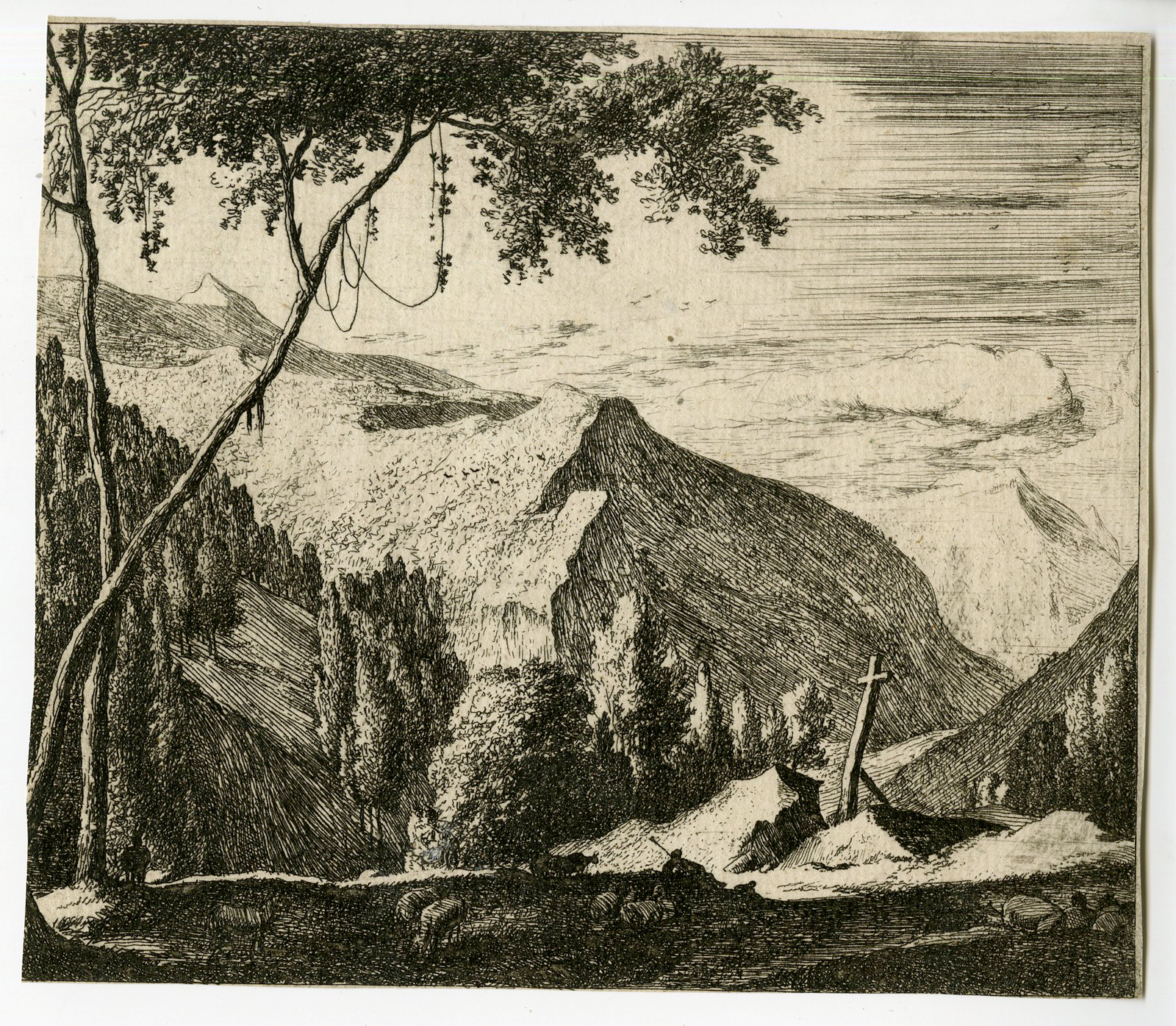 , 3 Rare Antique Master Prints-TYROLEAN-LANDSCAPES-Roghman-c.1700, Pictura Antique Prints