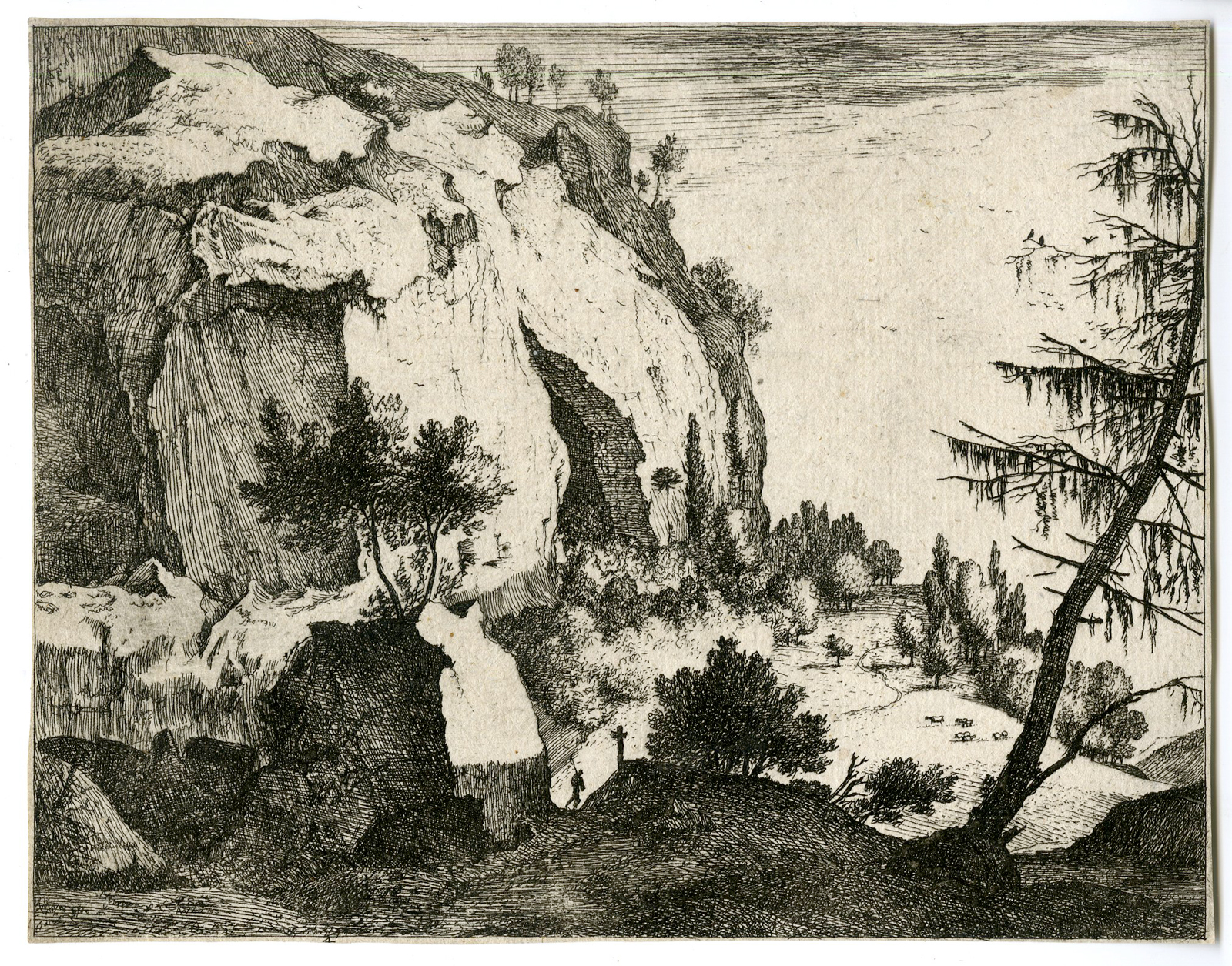 , 3 Rare Antique Master Prints-TYROLEAN-LANDSCAPES-Roghman-c.1700, Pictura Antique Prints