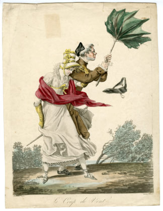 Antique Master Print - LE COUP DE VENT-WIND STRUCK - [Debucourt after Vernet-1816]