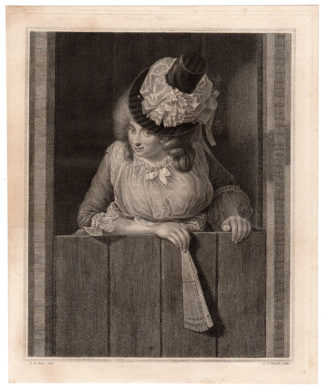 Antique Master Print - ASPETARRE-YOUNG WOMAN IN DOORWAY - [Lambert Antoine Claessens after Jean Baptiste Bernard Coclers-c. 1790]
