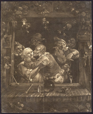 Rare Antique Master Print-FARMER'S FEAST-INN-TAVERN-Koedijck-Heemskerck-ca. 1730