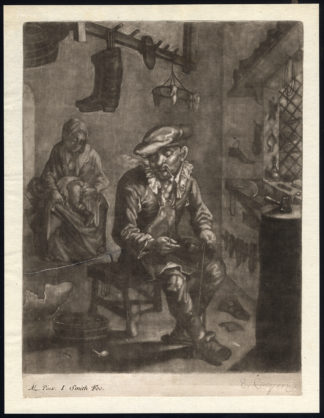 Antique Master Print-SHOEMAKER-COBBLER-WORKSHOP-Smith-Laroon-ca. 1680