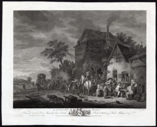 Antique Master Print-INN-MOURNING-COUNTRY WAKE-Ostade-Canot-1772
