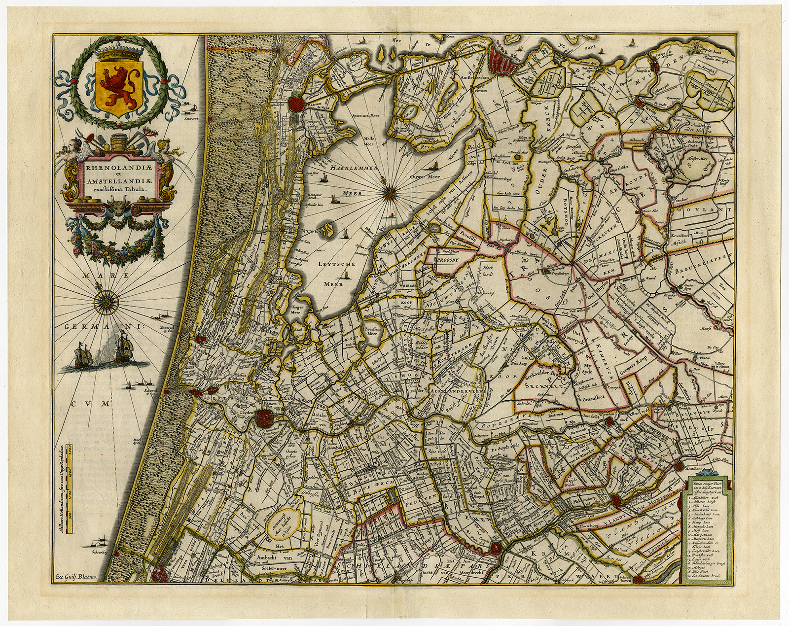 , Antique Print-RIJNLAND-AMSTELLAND-SOUTH-NORTH-HOLLAND-NETHERLANDS-Blaeu-1650, Pictura Antique Prints