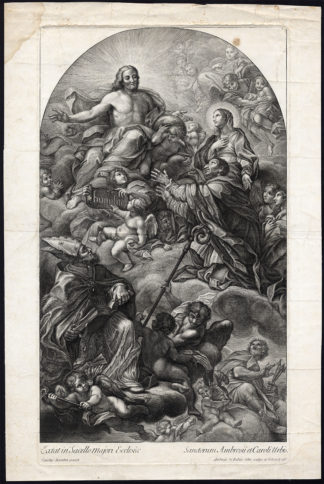 Antique Master Print-APOTHEOSIS OF ST. CARLO BORROMEO-Rubeis-Rossi-Maratti-1758