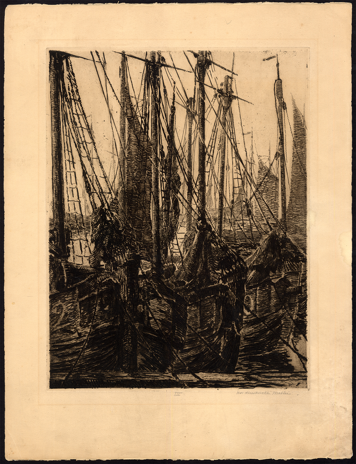 , Antique Print-SHIP-SAIL-HARBOUR-Franchomme-van Halteren-ca. 1920, Pictura Antique Prints