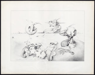 Antique Print-GATHERING OF THE SMALL-FANTASY-INSECT-R. Franken-ca. 1970