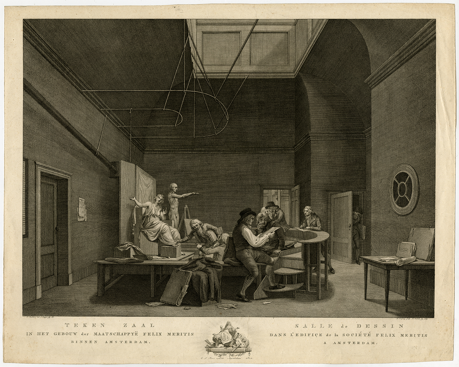 , Antique Print-DRAWING ROOM-FELIX MERITIS-Kuyper & Barbiers-Vrijdag-Vinkeles-1801, Pictura Antique Prints