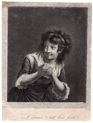 2 Antique Master Prints-BOY PULLED BY EARS-GIRL-Danloux-Perre-c.1780
