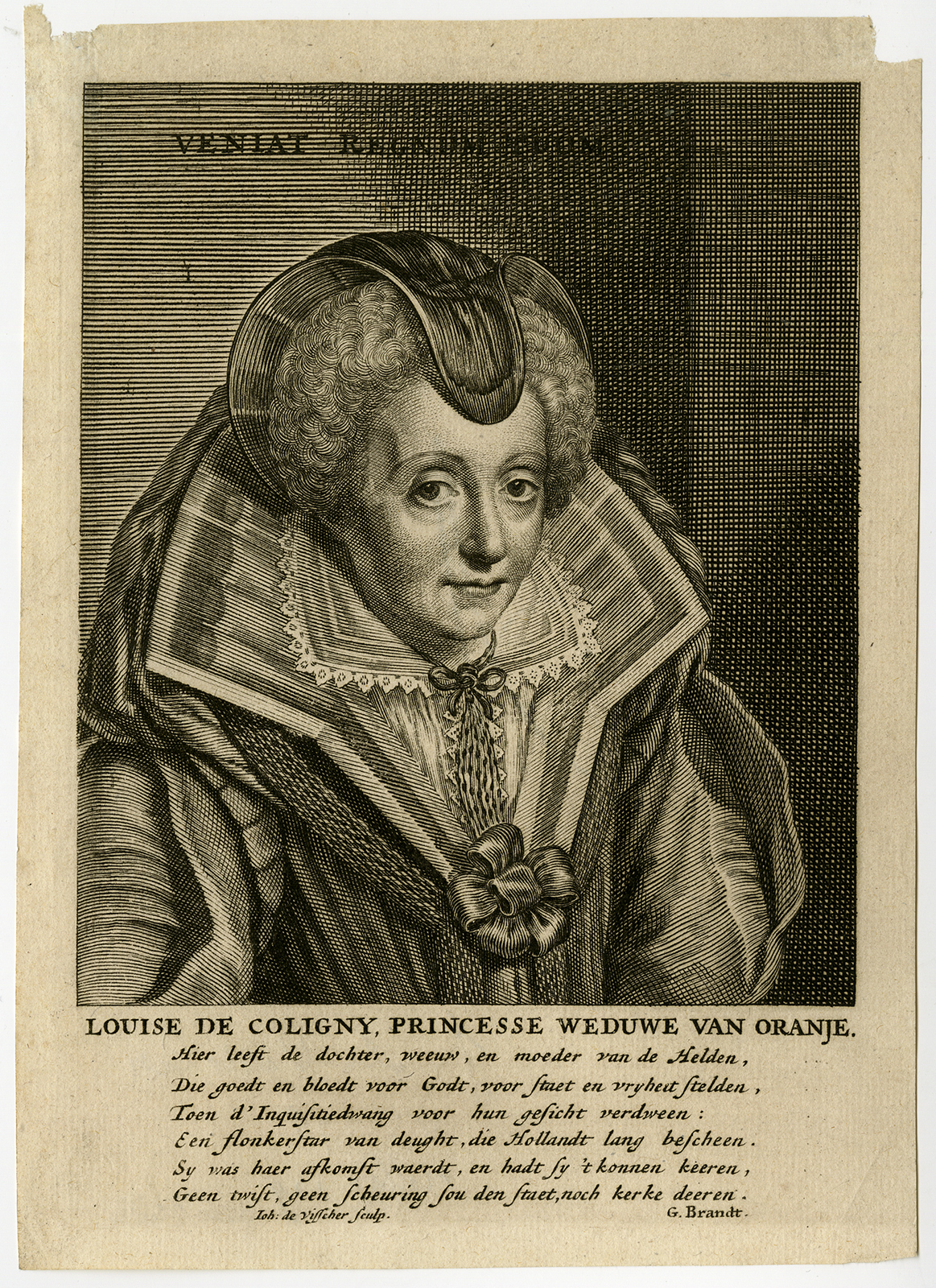, Antique Print-LOUISE DE COLIGNY-Visscher-ca. 1660, Pictura Antique Prints