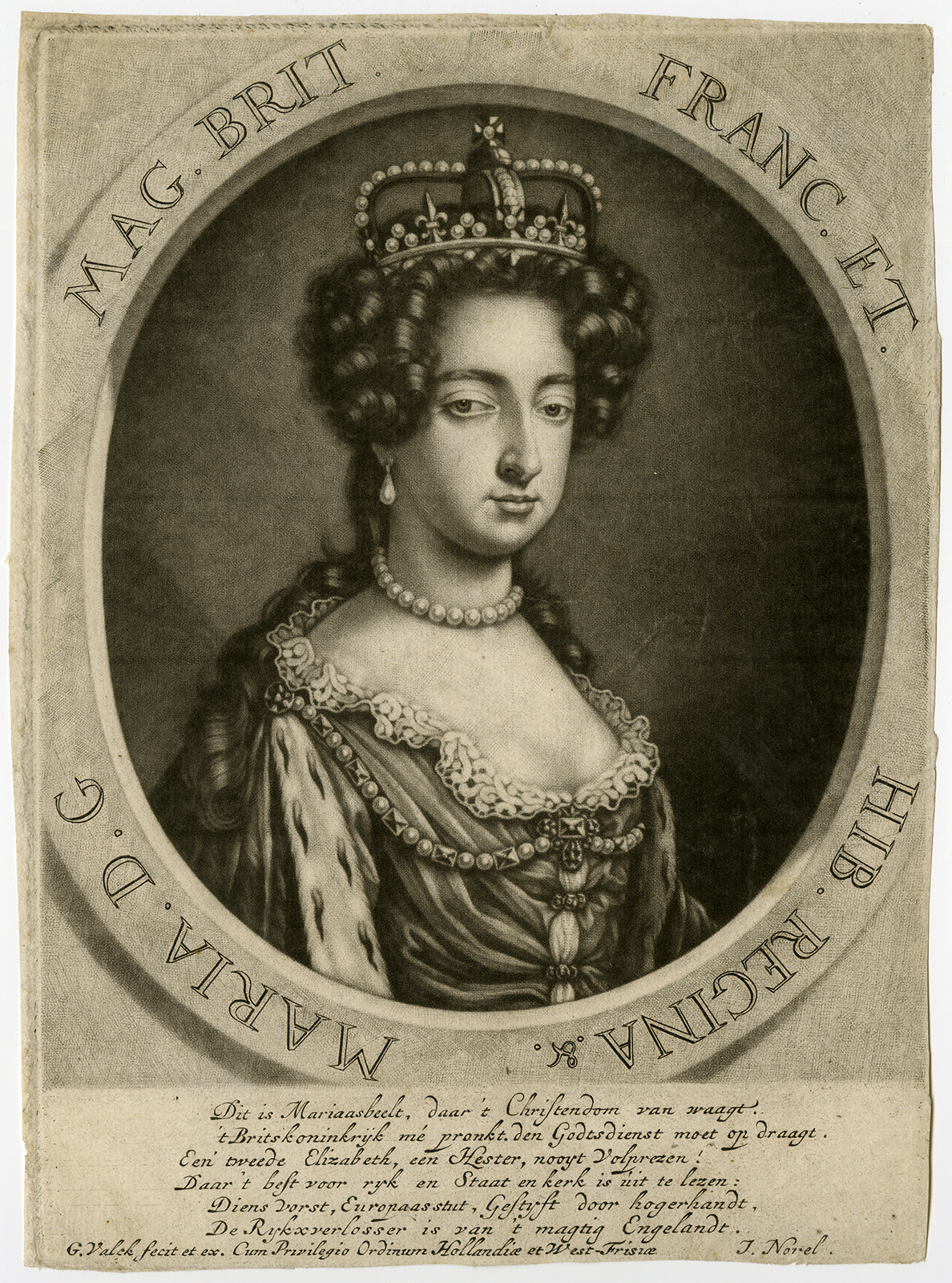 , Antique Print-MARY STUART-Valck-ca. 1700, Pictura Antique Prints
