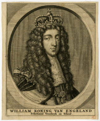 2 Antique Prints-WILLIAM III OF ORANGE-MARY STUART-Anonymous-ca. 1700