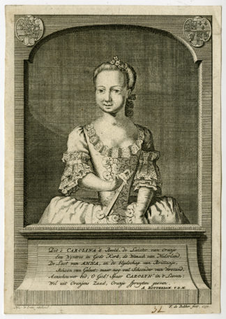 Antique Print-CAROLINA OF ORANGE-Bakker-1752