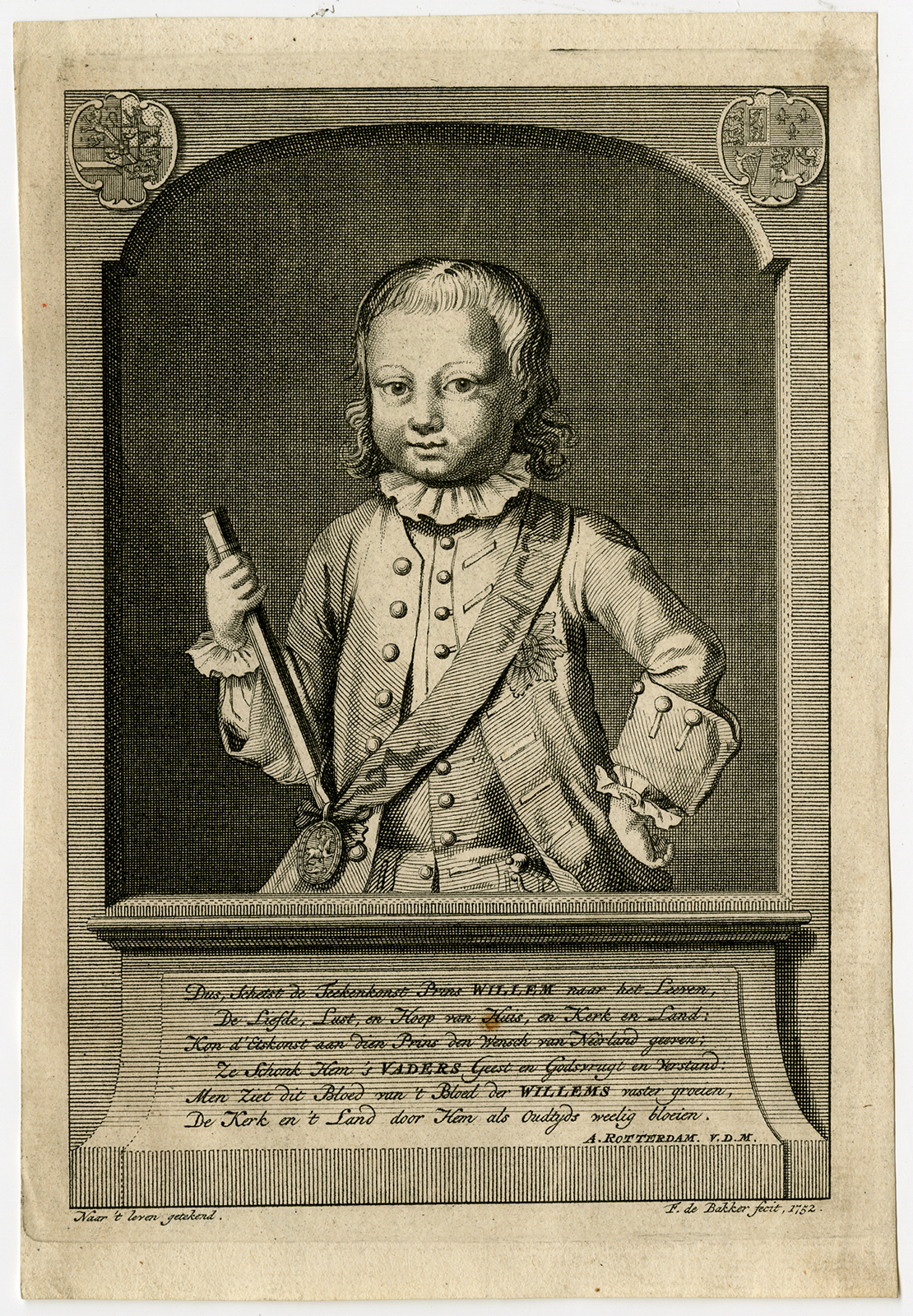 , Antique Print-WILLIAM V OF ORANGE-Bakker-1752, Pictura Antique Prints