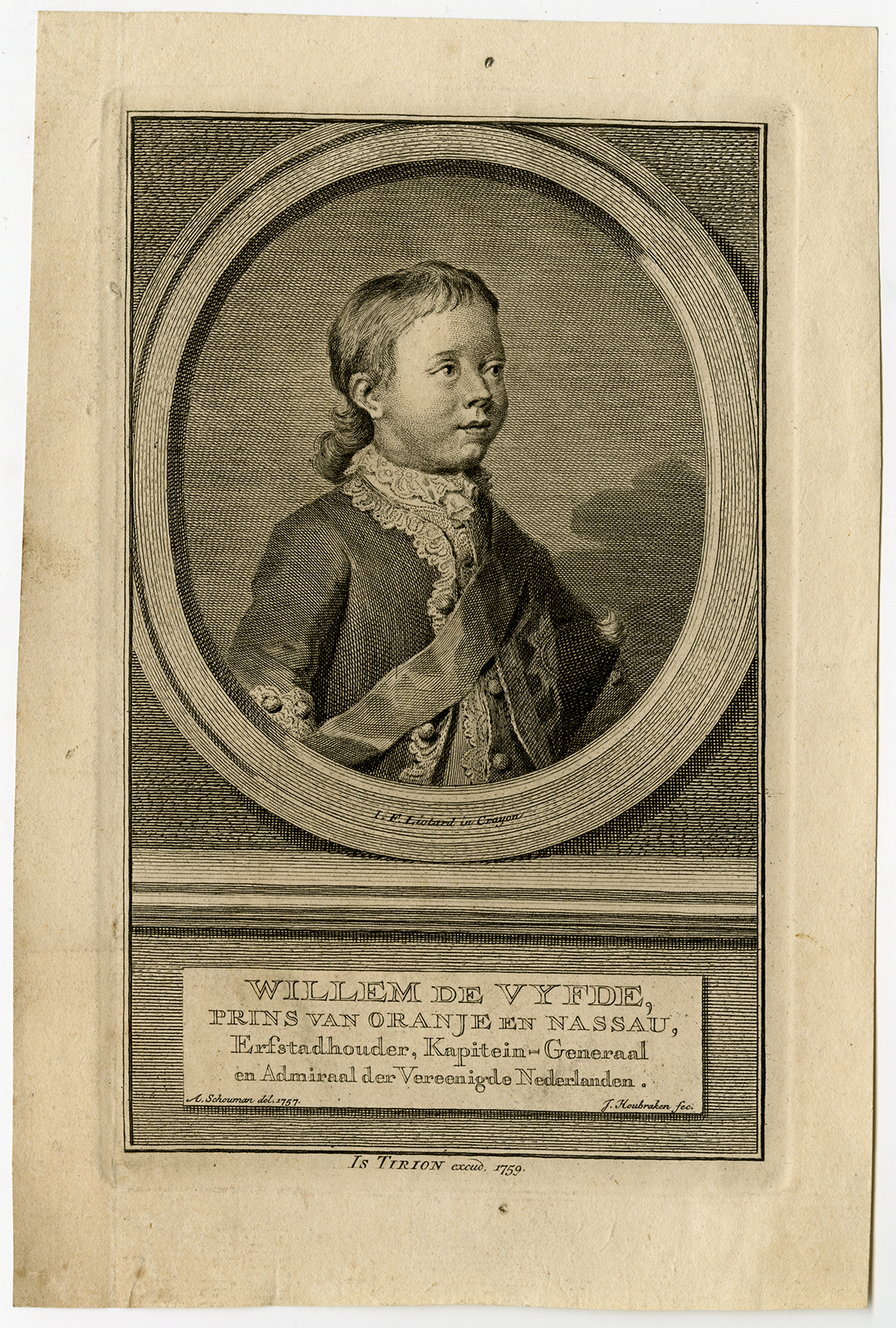 , Antique Print-WILLIAM V OF ORANGE-Liotard-Houbraken-1759, Pictura Antique Prints
