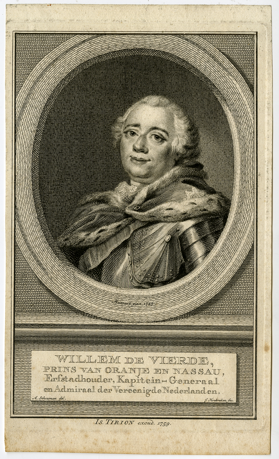 , Antique Print-WILLEM KAREL HENDRIK FRISO OF ORANGE-WILLIAM IV-Houbraken-1759, Pictura Antique Prints