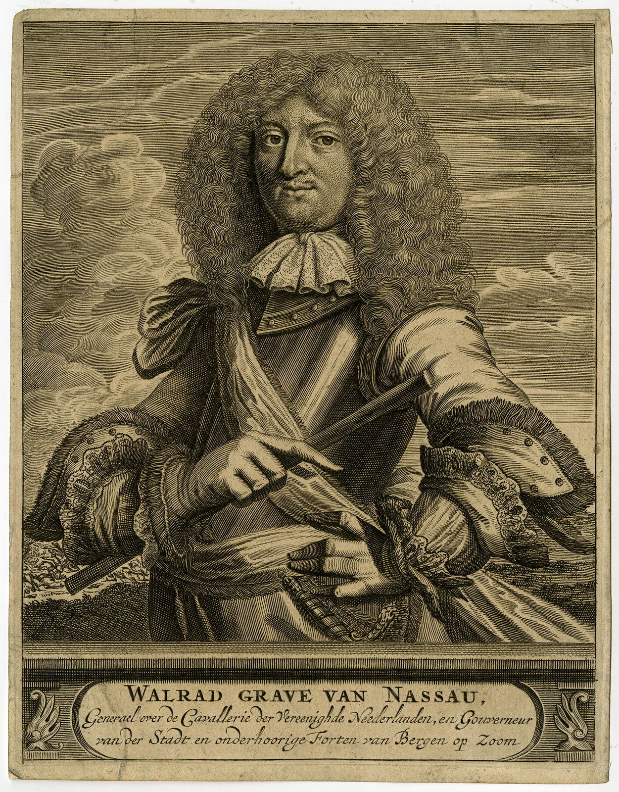 , Antique Print-WALRAD VAN NASSAU-GENERAL-BERGEN OP ZOOM-Anonymous-ca. 1700, Pictura Antique Prints