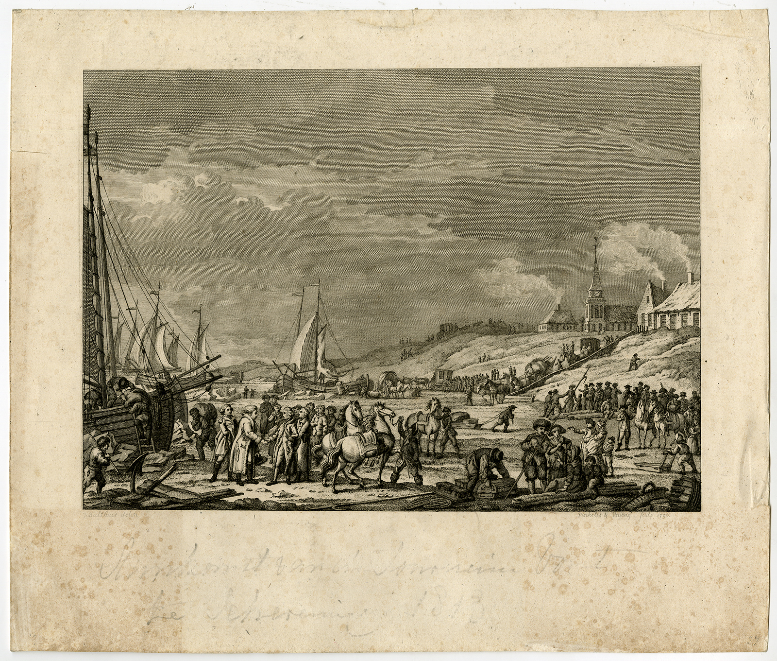 , Proof Antique Print-DEPARTURE-WILLIAM V-ENGLAND-Bulthuis-Vinkeles & Vrijdag-1796, Pictura Antique Prints