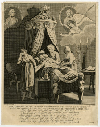 Rare Proof Antique Print-WILLIAM V OF ORANGE-DEATHBED-BRUNSWICK-Visser-1806