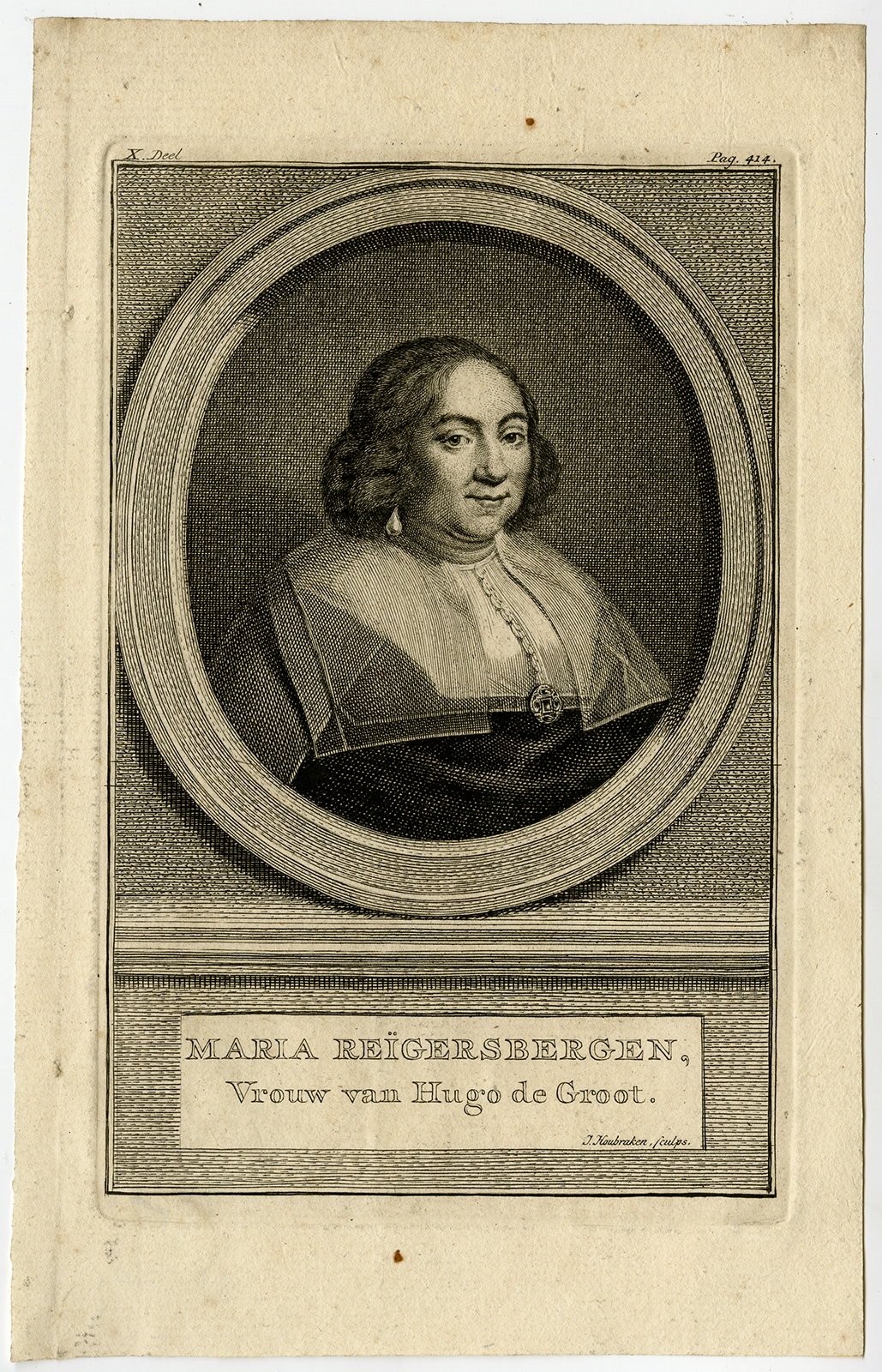 , Antique Print-MARIA REIGERSBERGEN-HUGO DE GROOT-Houbraken-ca. 1760, Pictura Antique Prints