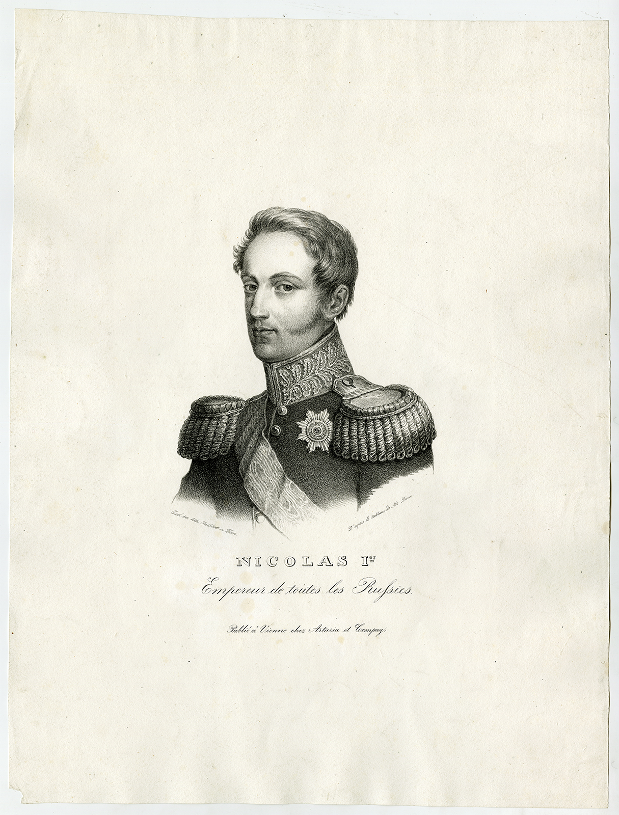 , Antique Print-NICOLAS I-EMPEROR-SZAR-RUSSIA-Dova-ca. 1830, Pictura Antique Prints