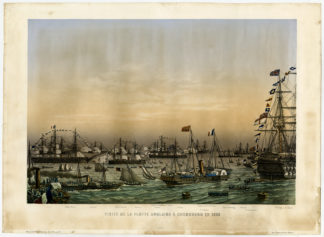 Antique Print-MARINE-ENGLISH FLEET-CHERBOURG-Lebreton-1865