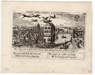 Antique Print-FRANKFURT AM MAIN-STORK-FEELING HOME-Meisner-Kieser-c.1630