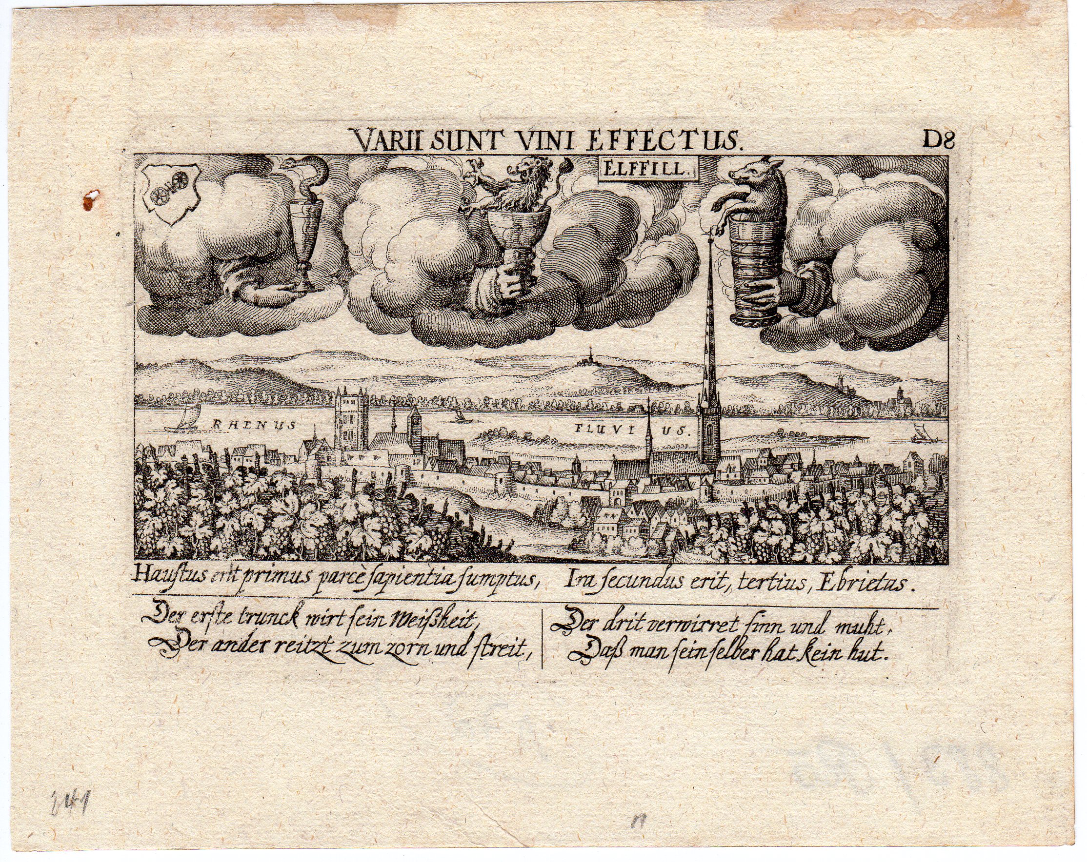 , Antique Print-ELLFILL-RHINE RIVER-VINEYARDS-Meisner-Kieser-c.1630, Pictura Antique Prints