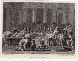 Antique Master Print-PENITENCE-ANOINTING JESUS-RELIGION-Bertaux-de Launay-c.1780