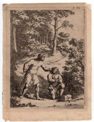 Antique Print-ROBBER-MAN WITH PACKAGE-A.H.-c.1700