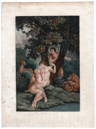 2 Antique Master Prints-ADAM AND EVE-PARADISE-Demonchy-c.1780