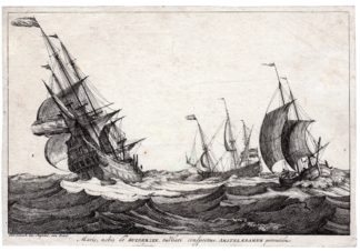 Antique Master Print-ZUIDERZEE-WAR AND MERCHANT SAILING SHIPS-Schenk-c.1690