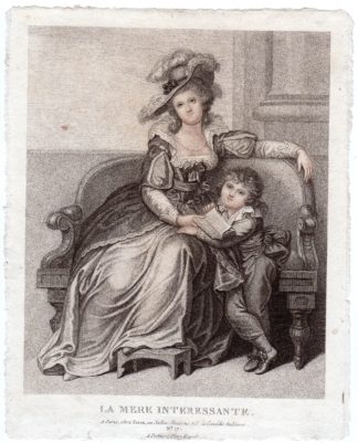 Antique Master Print-GALANT LADY WITH SON-BOOK-Fatou-c.1780