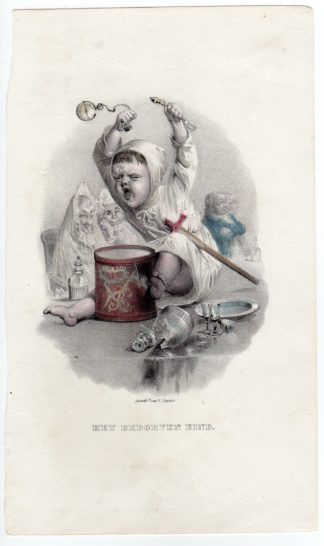 Antique Print-THE SPOILED CHILD-Backer-c.1830