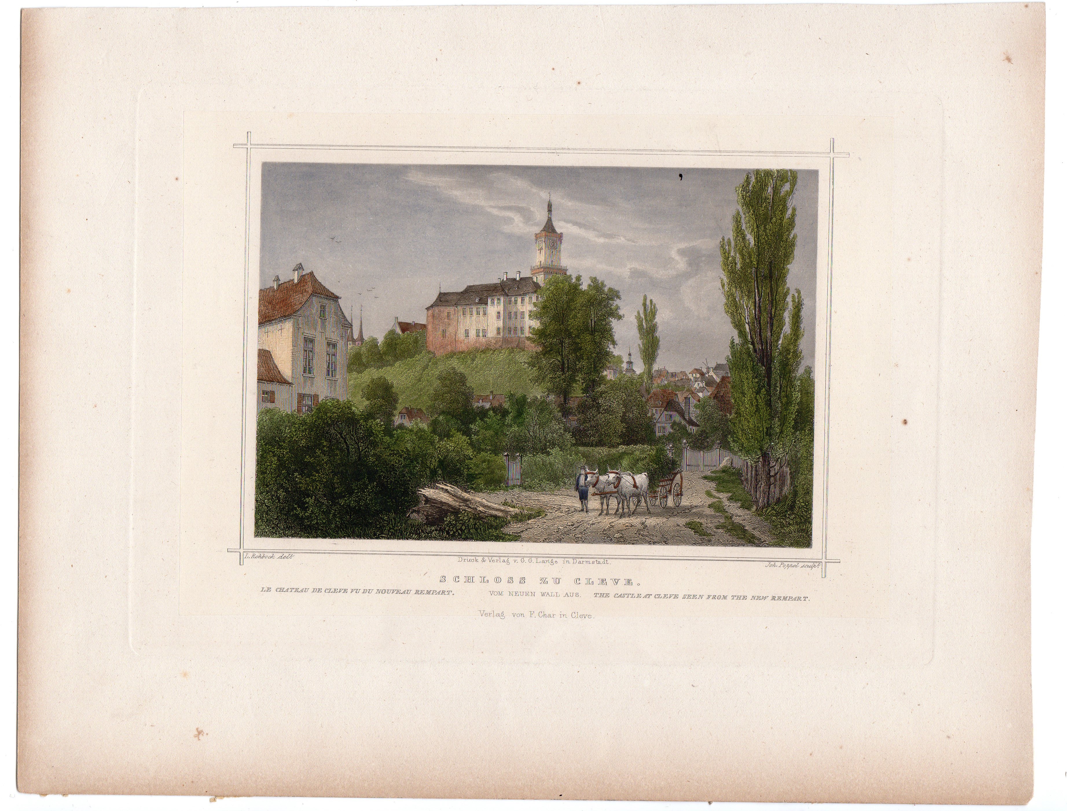 , Antique Print-KLEVE-CLEVE-CASTLE-Lange-Poppel-c.1842, Pictura Antique Prints