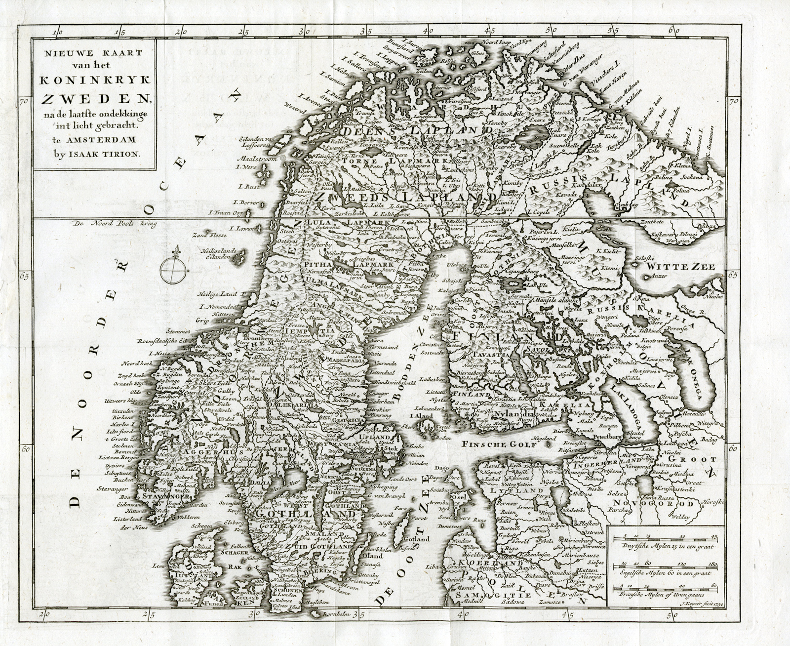 Pco 1783 416x340 Antique Print-KINGDOM SWEDEN-MAP-NORWAY-FINLAND-LAPLAND-Keyser-1735