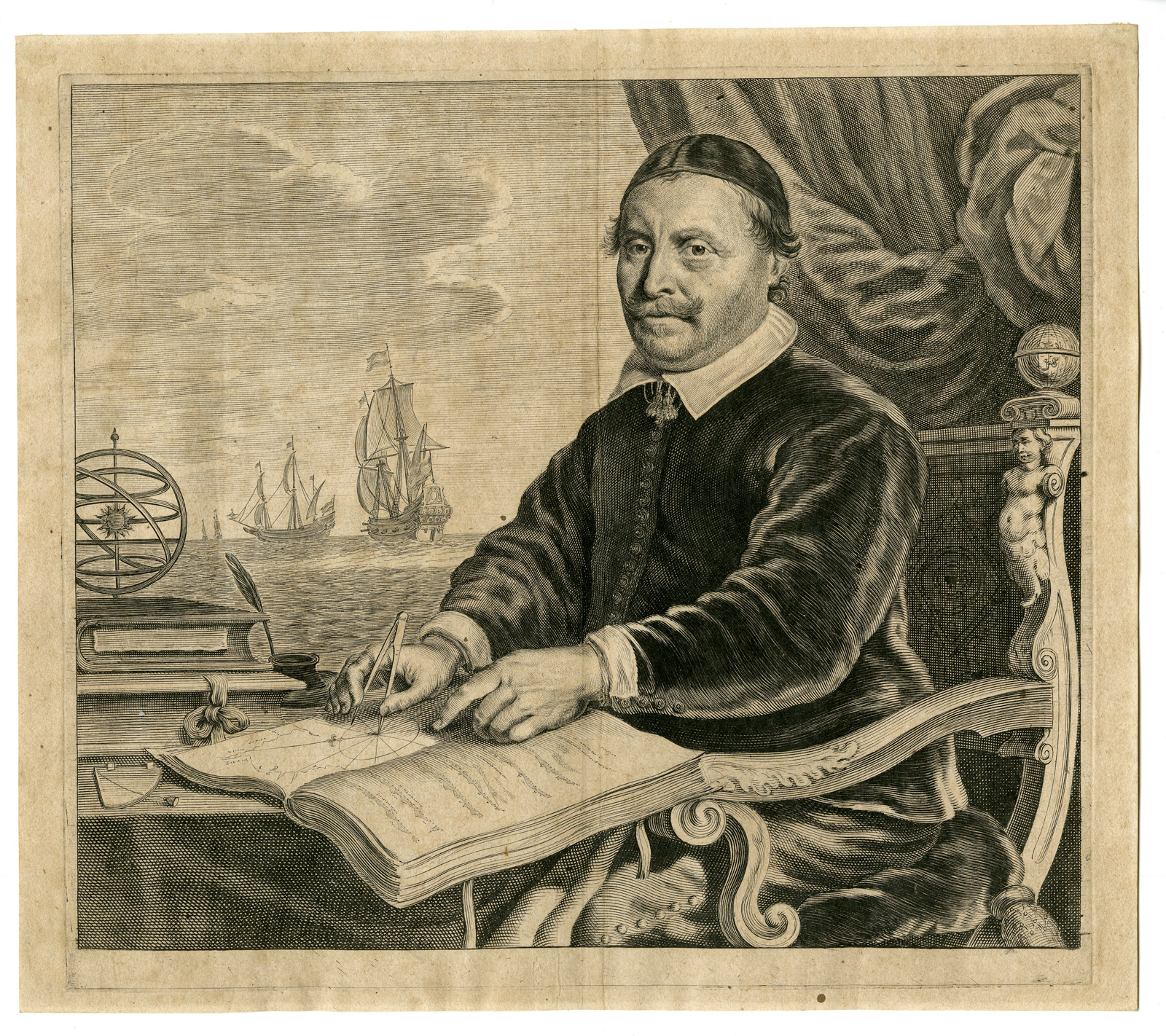 , Rare Antique Master Print-PORTRAIT-JACOB COLOM-KOLOM-Vlieger-Matham-1599, Pictura Antique Prints
