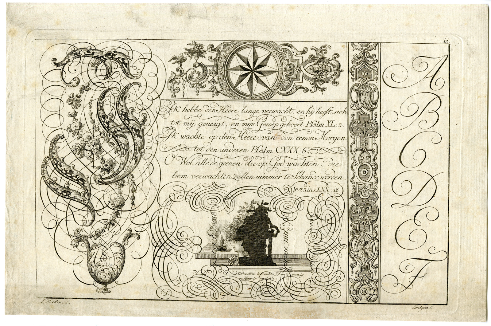 , Rare Antique Print-CALLIGRAPHY-ALPHABET-LETTERS-FIGURES-Merken-Cöntgen-1782, Pictura Antique Prints