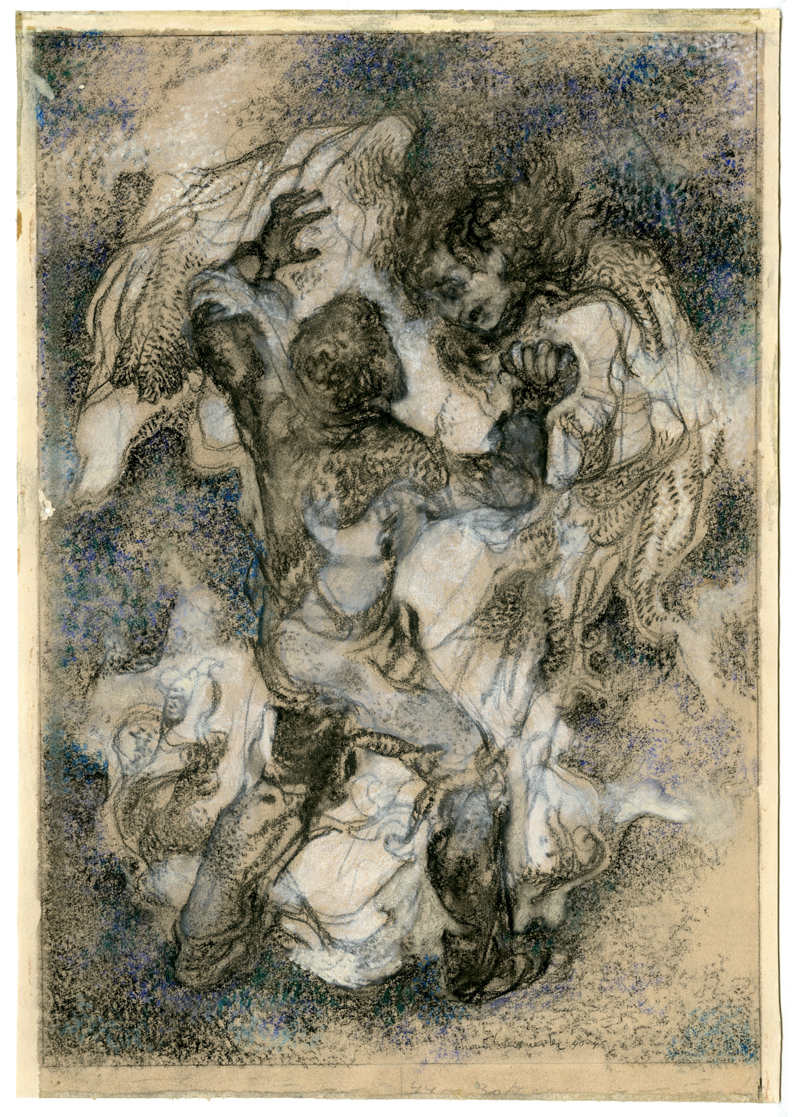 , Antique Drawing-ALLEGORY WWII-JACOB FIGHTING ANGEL-Boermeester-1940-45, Pictura Antique Prints