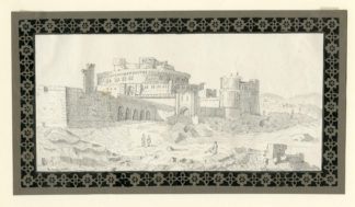 Antique Drawing-ITALIAN LANDSCAPE WITH CLASSICAL BUILDINGS-Anonymous-19 th.c