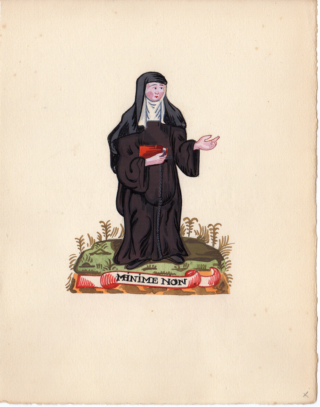 , Antique Drawing-RELIGIOUS ORDER-MINIMS NUN-Anonymous-1920, Pictura Antique Prints