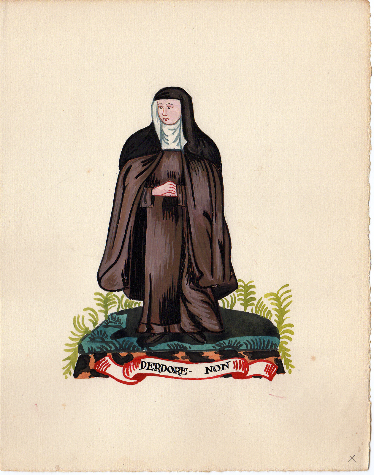 , Antique Drawing-RELIGIOUS-THIRD ORDER-NUN-Anonymous-1920, Pictura Antique Prints