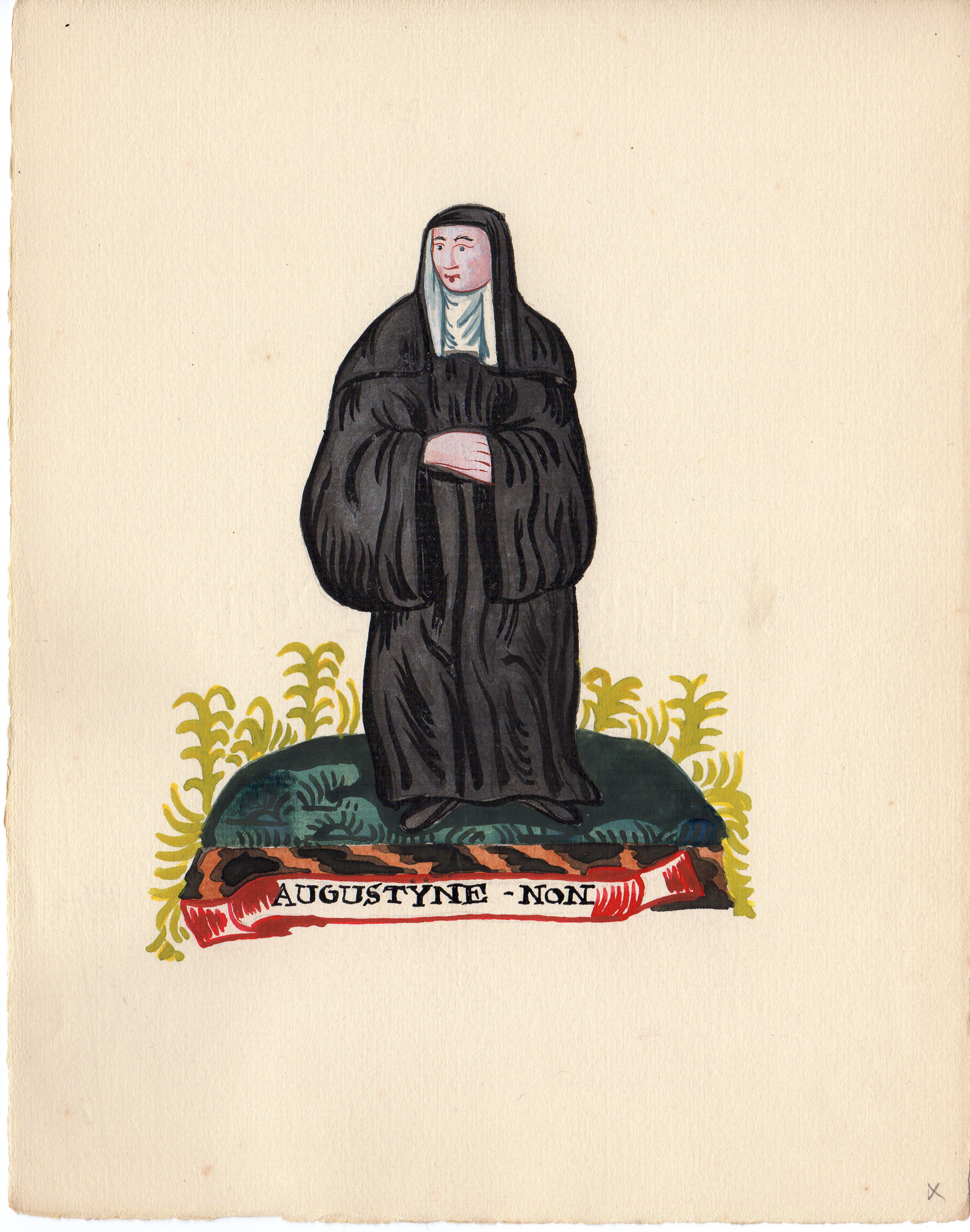 , Antique Drawing-RELIGIOUS ORDER-AUGUSTINIAN NUN-Anonymous-1920, Pictura Antique Prints