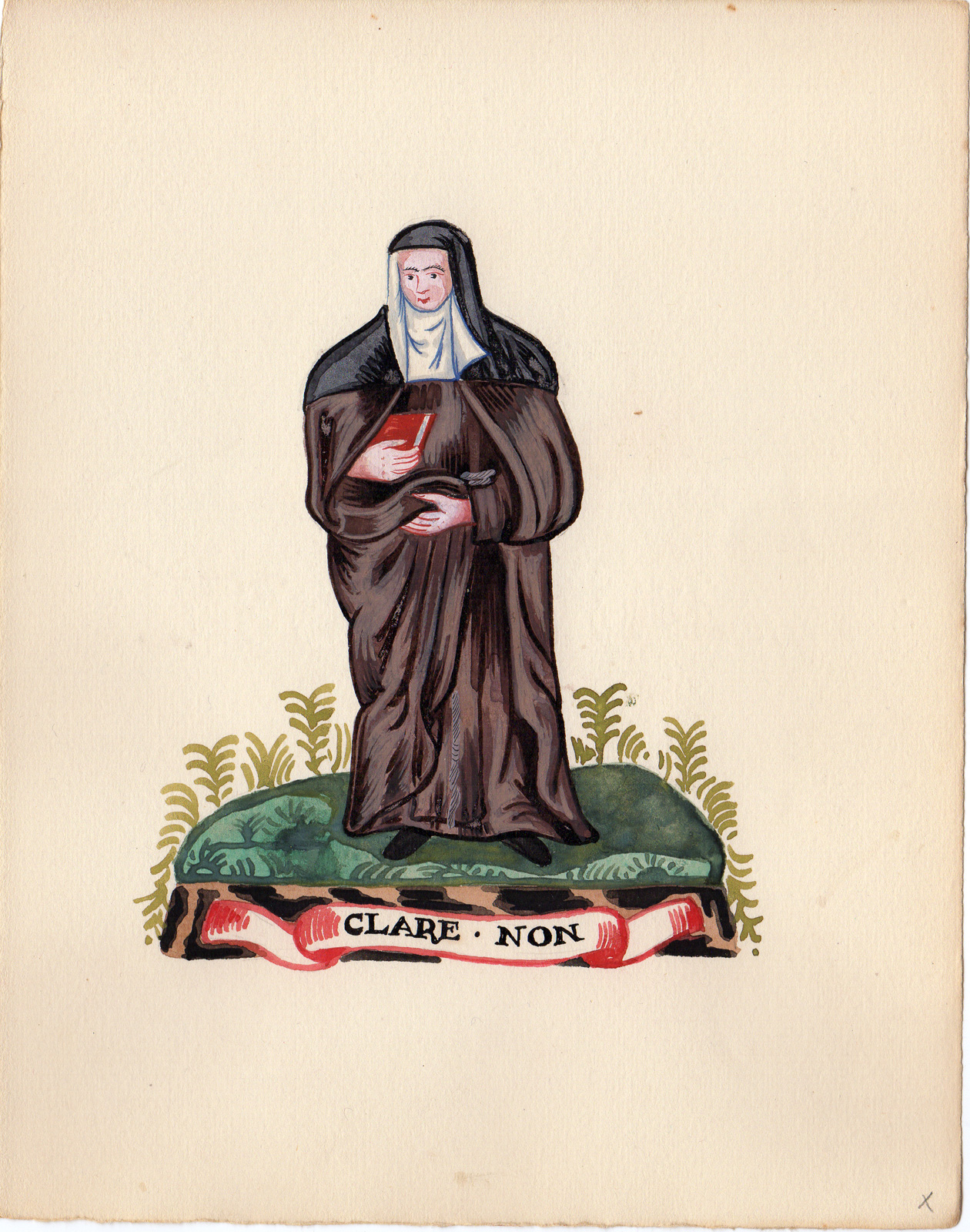 , Antique Drawing-RELIGIOUS ORDER-SAINT CLARE OF MONTEFALCO-NUN-Anonymous-1920, Pictura Antique Prints