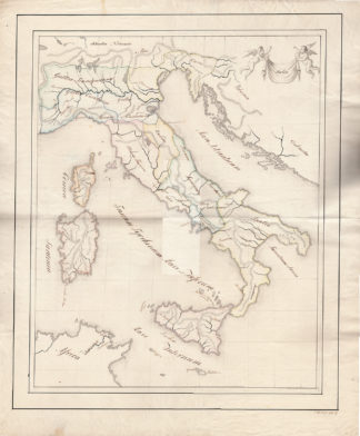 Rare Manuscript Antique Map-ITALY-ITALIA-J. Hool-1832