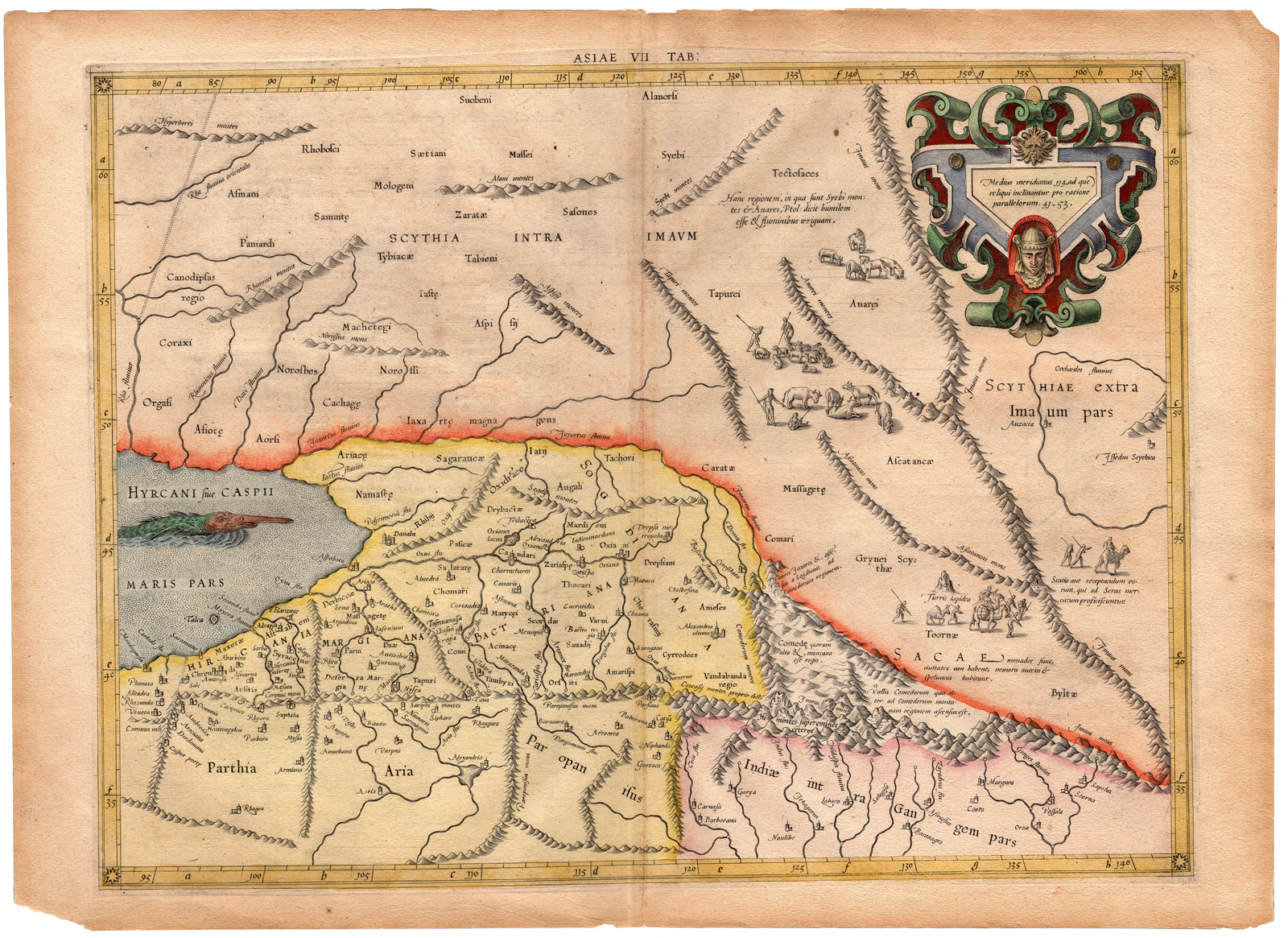 , Antique Print-TURKESTAN-AFGHANISTAN-STEPPE-NOMADS-Ptolemy-Mercator-1578, Pictura Antique Prints