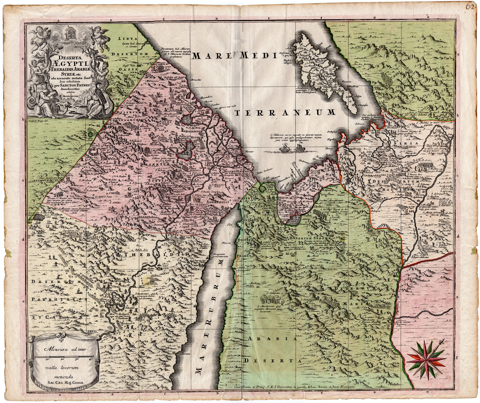 , Antique Print-EGYPT-ARABIA-CYPRUS-EASTERN MEDITERRANEAN-Seutter-c.1725, Pictura Antique Prints